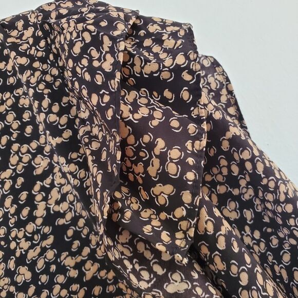 Very J Women's Plus Size Size 2XL Black and Tan Printed Long Sleeve Blouse - Picture 7 of 12